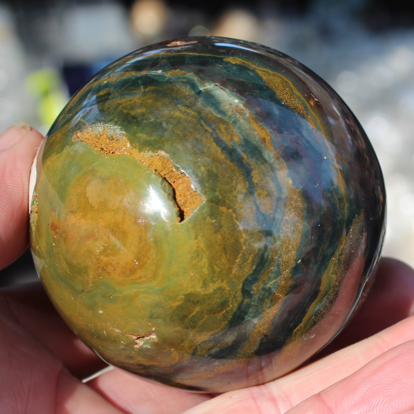 Ocean Jasper hole sphere 68mm 431g Rocks and Things