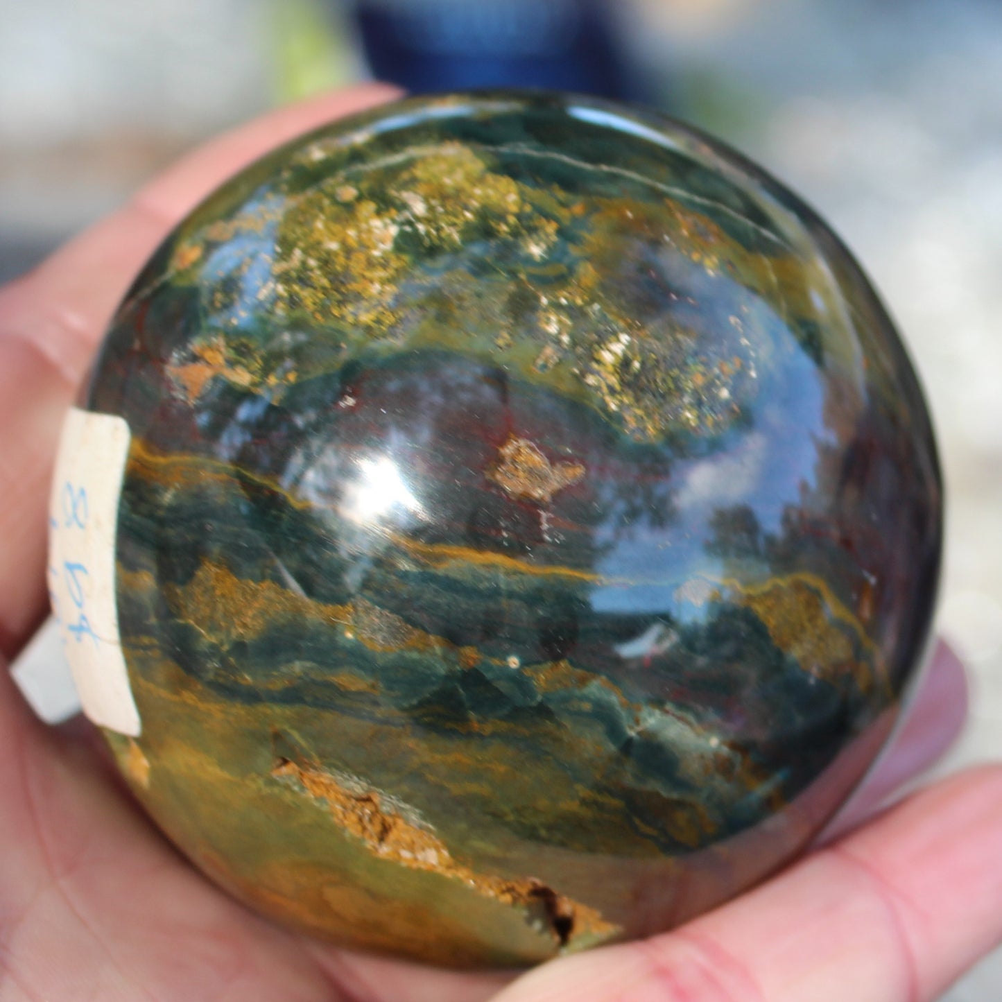 Ocean Jasper hole sphere 68mm 431g