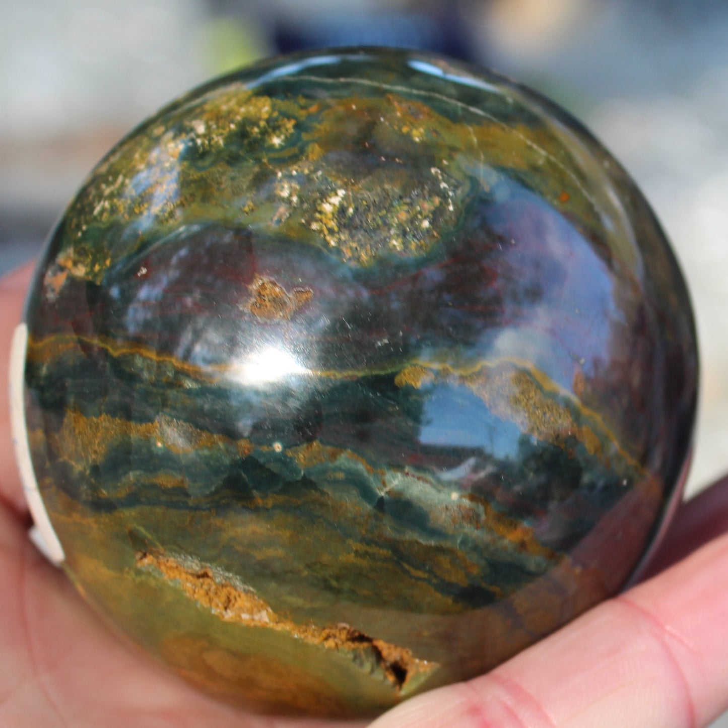 Ocean Jasper hole sphere 68mm 431g
