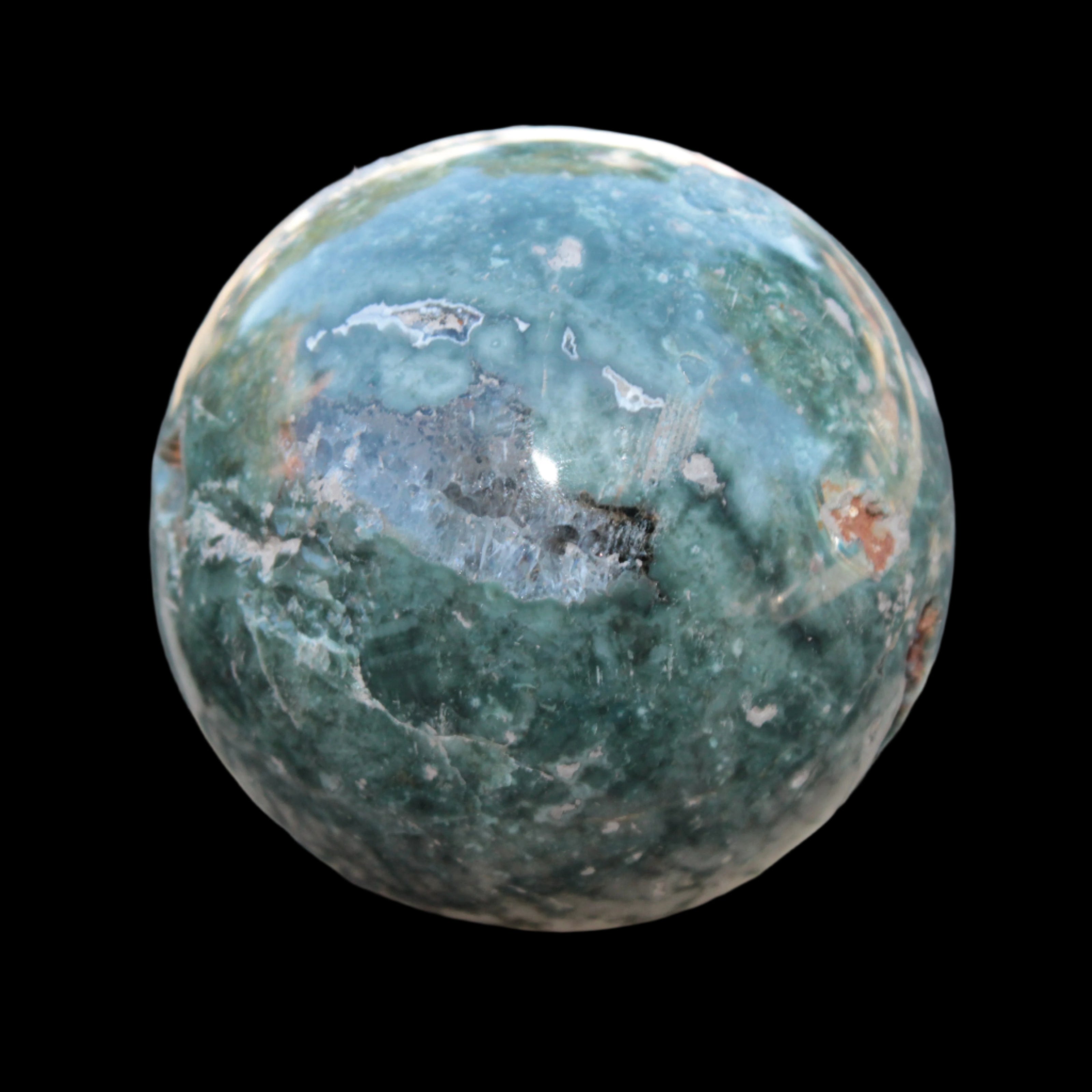 Green Ocean Jasper sphere 456g 70mm - Rocks and Things Store