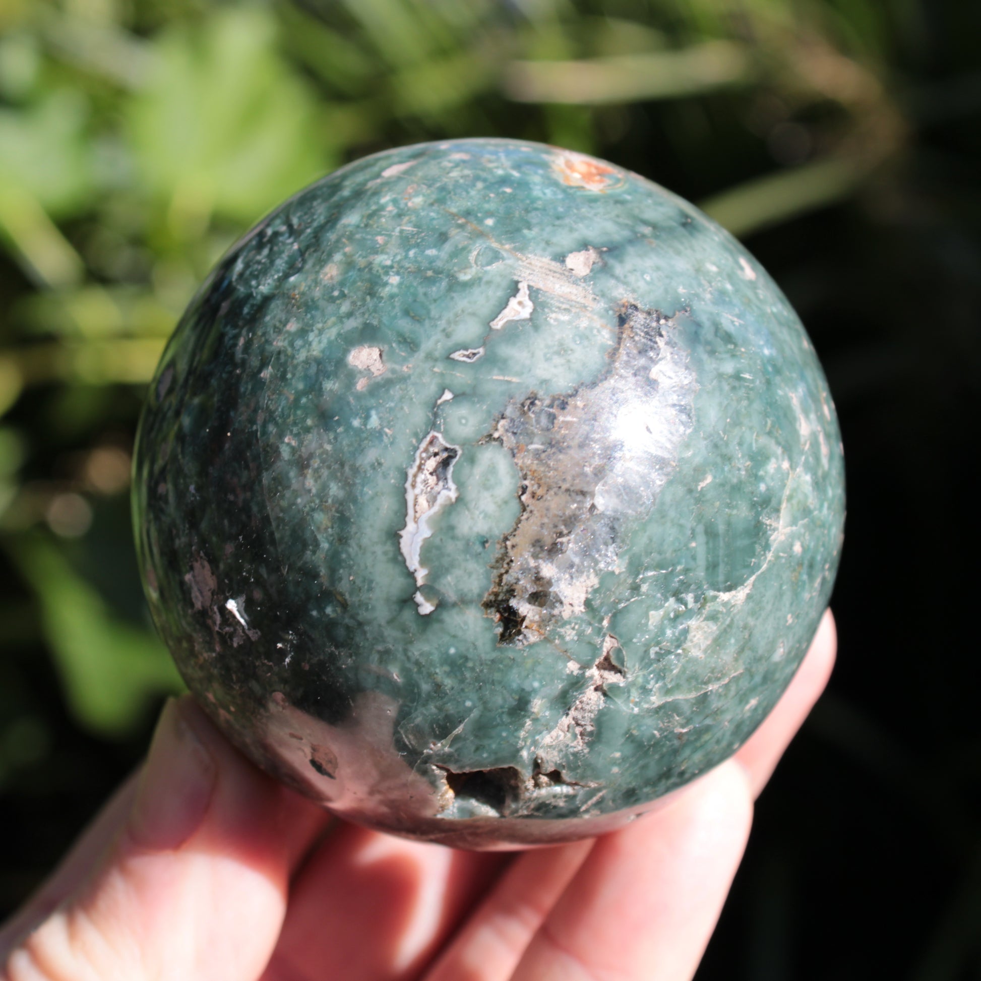 Green Ocean Jasper sphere 456g 70mm Rocks and Things