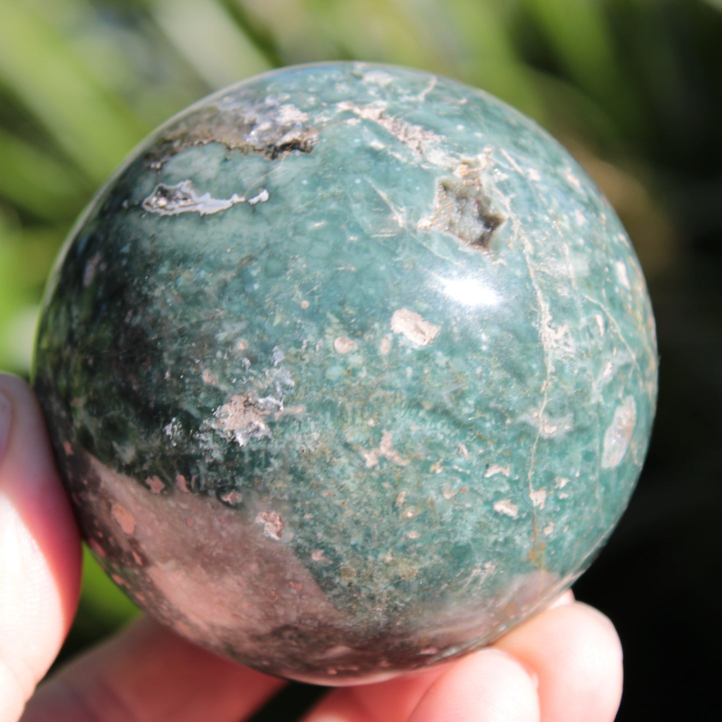 Green Ocean Jasper sphere 456g 70mm Rocks and Things