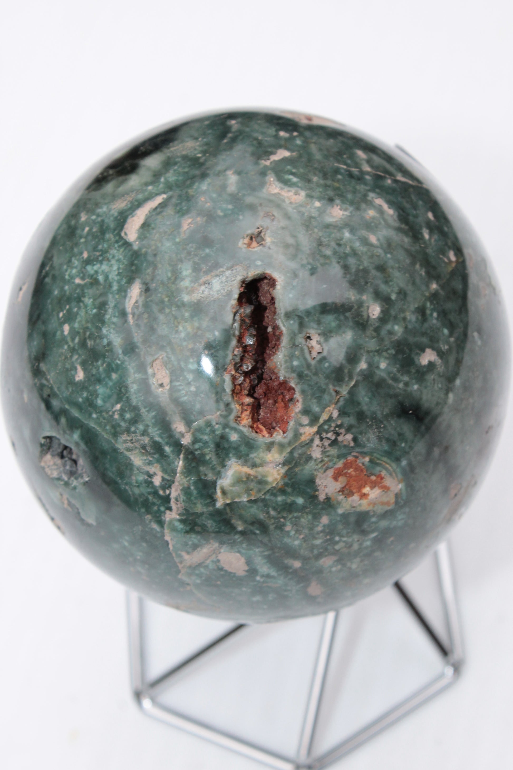 Green Ocean Jasper sphere 456g 70mm Rocks and Things