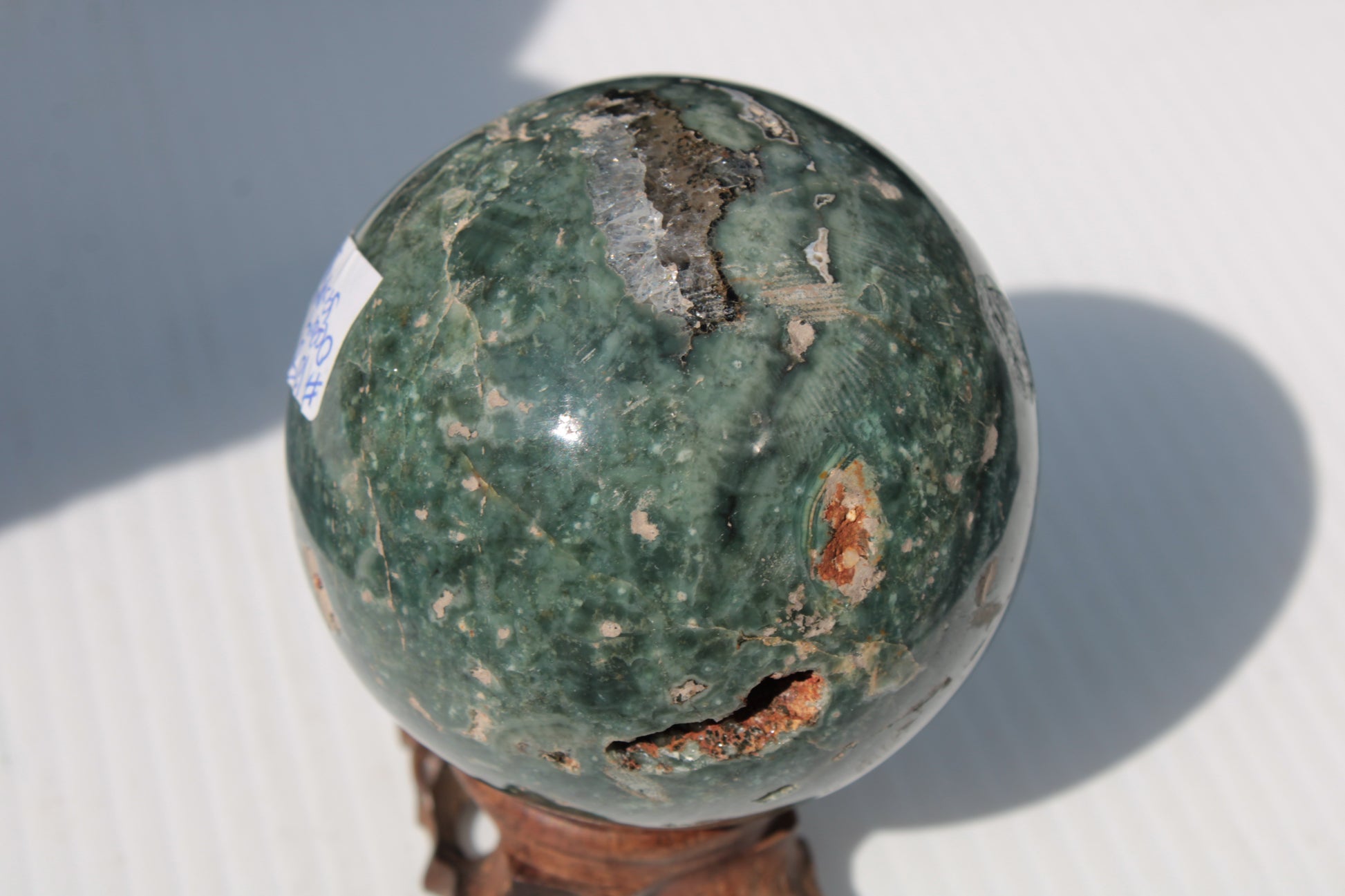 Green Ocean Jasper sphere 456g 70mm Rocks and Things