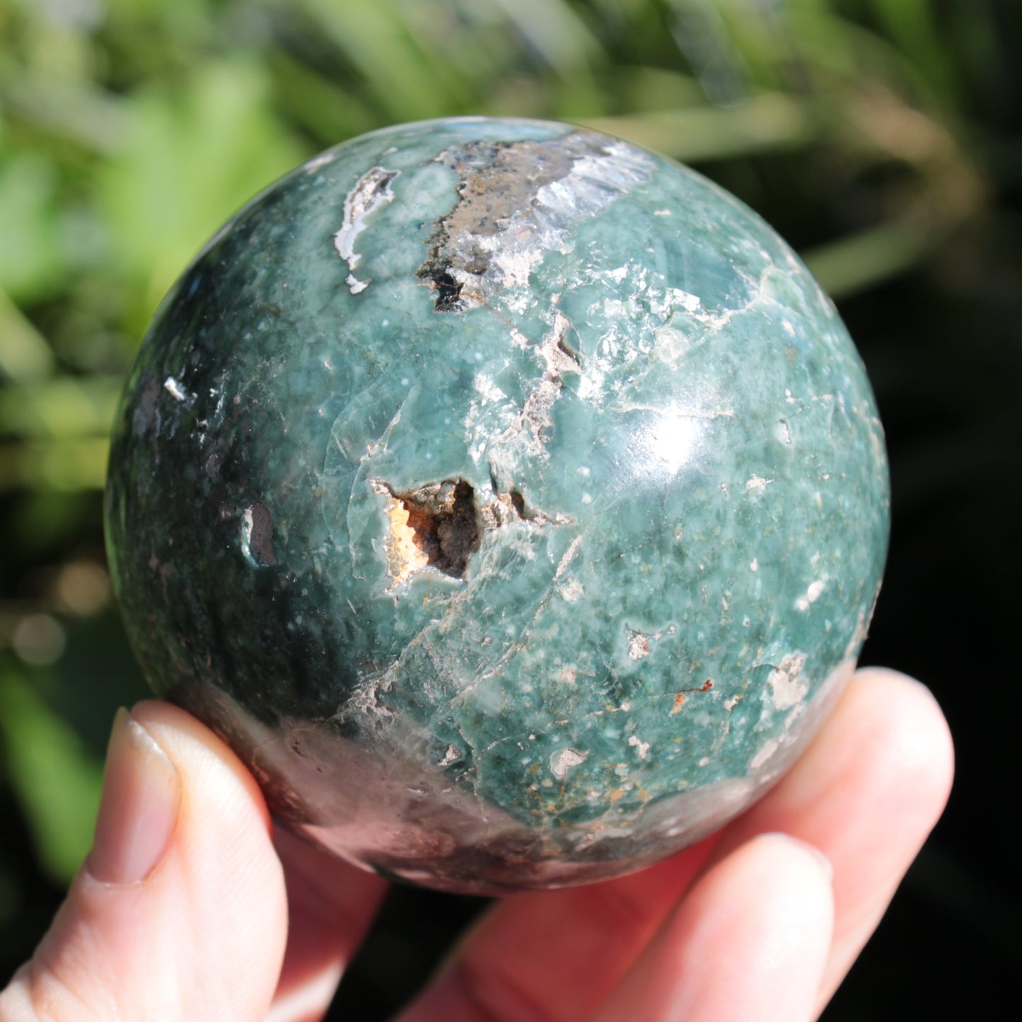 Green Ocean Jasper sphere 456g 70mm Rocks and Things