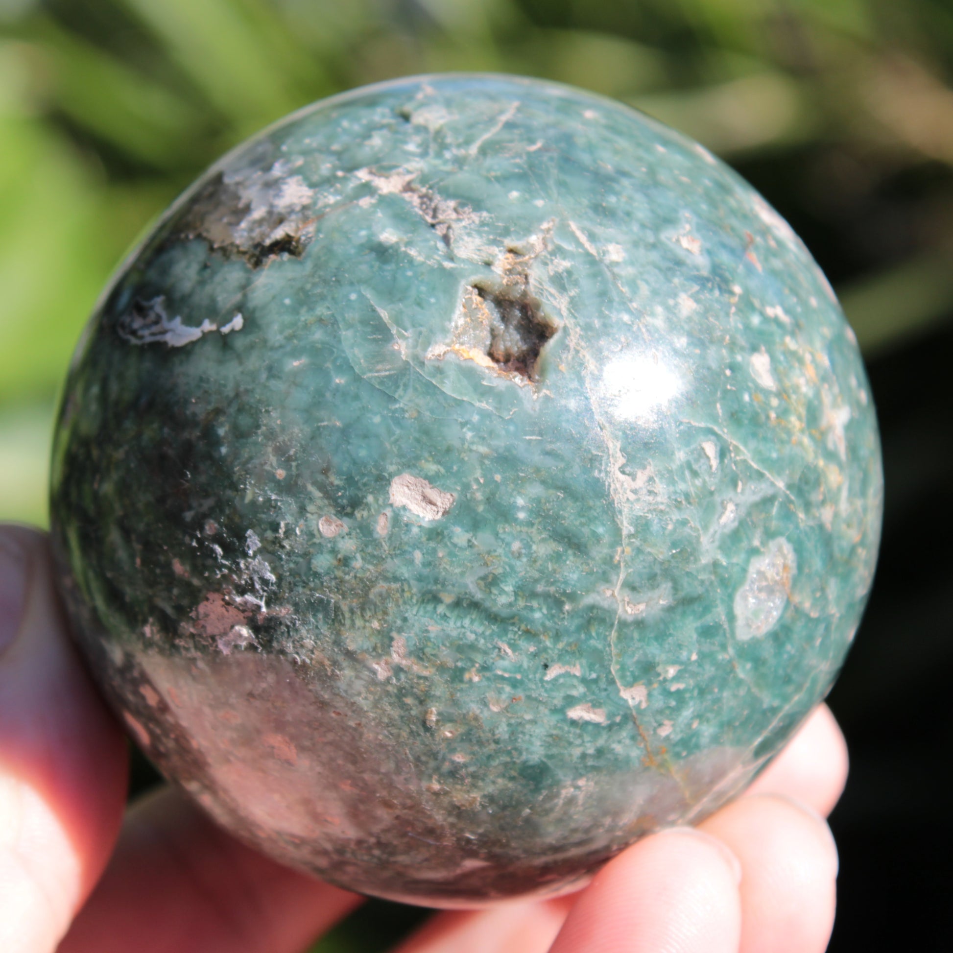 Green Ocean Jasper sphere 456g 70mm Rocks and Things