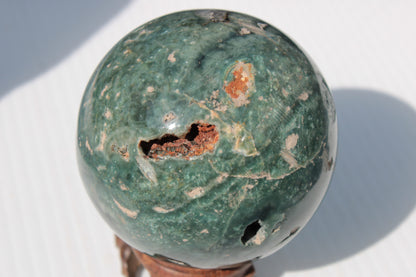 Green Ocean Jasper sphere 456g 70mm Rocks and Things