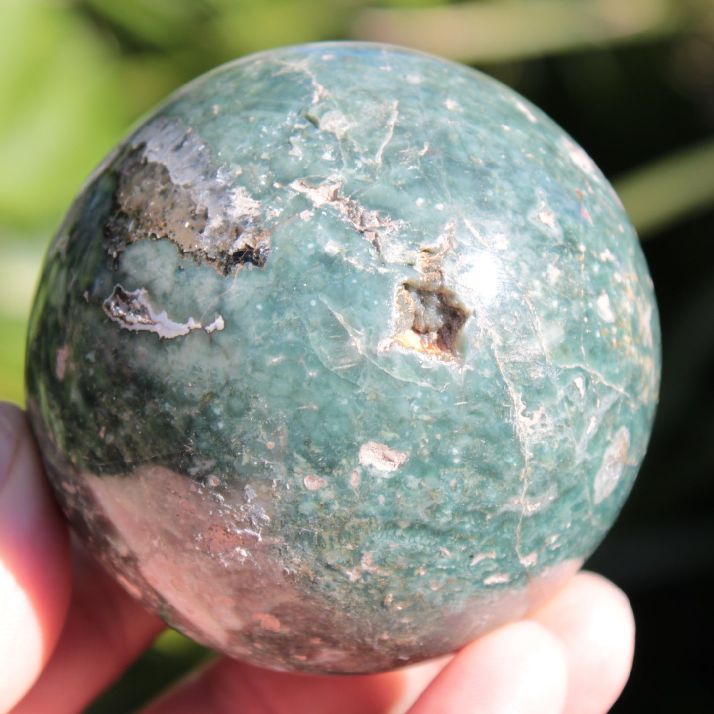 Green Ocean Jasper sphere 456g 70mm Rocks and Things