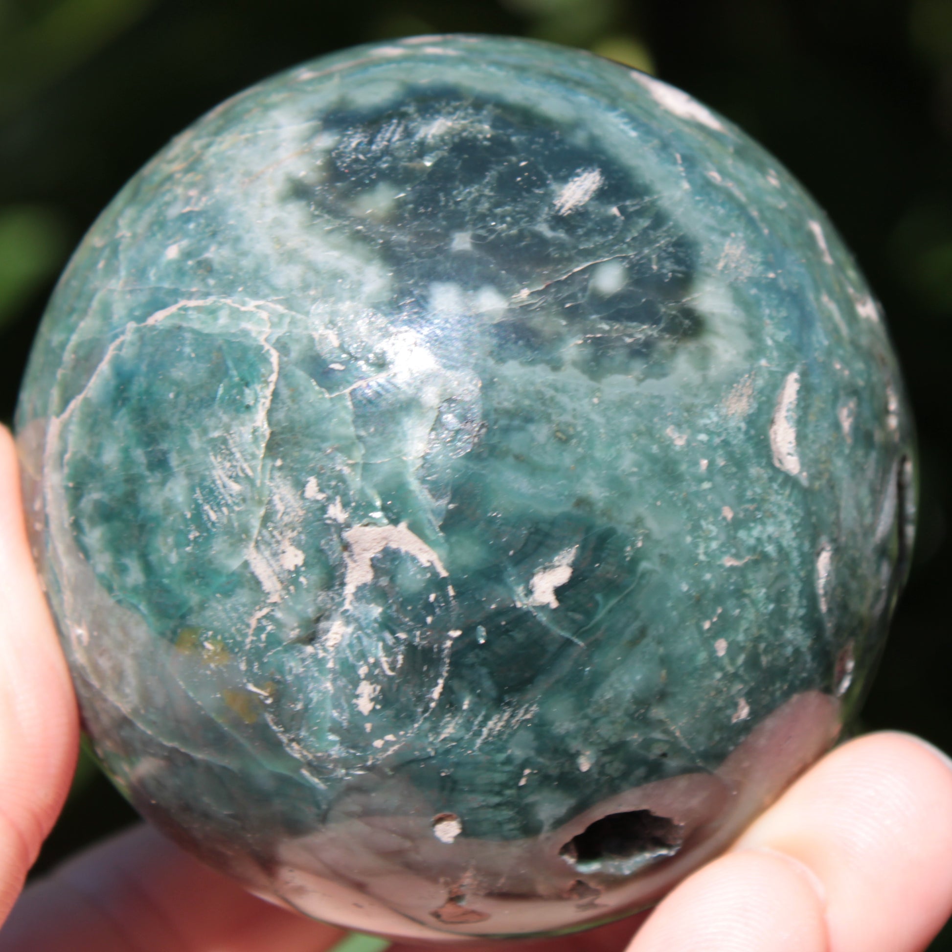 Green Ocean Jasper sphere 456g 70mm Rocks and Things