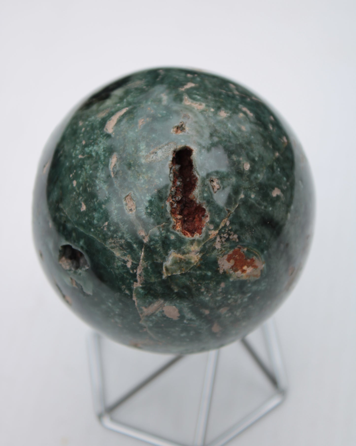 Green Ocean Jasper sphere 456g 70mm Rocks and Things