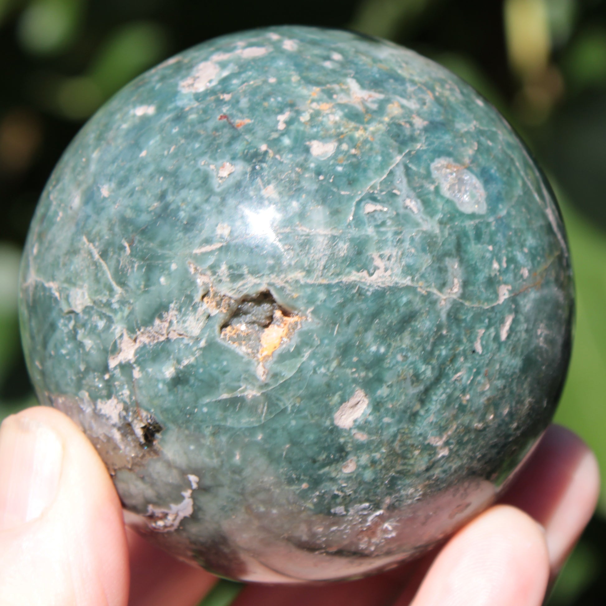 Green Ocean Jasper sphere 456g 70mm Rocks and Things