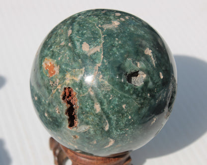 Green Ocean Jasper sphere 456g 70mm Rocks and Things