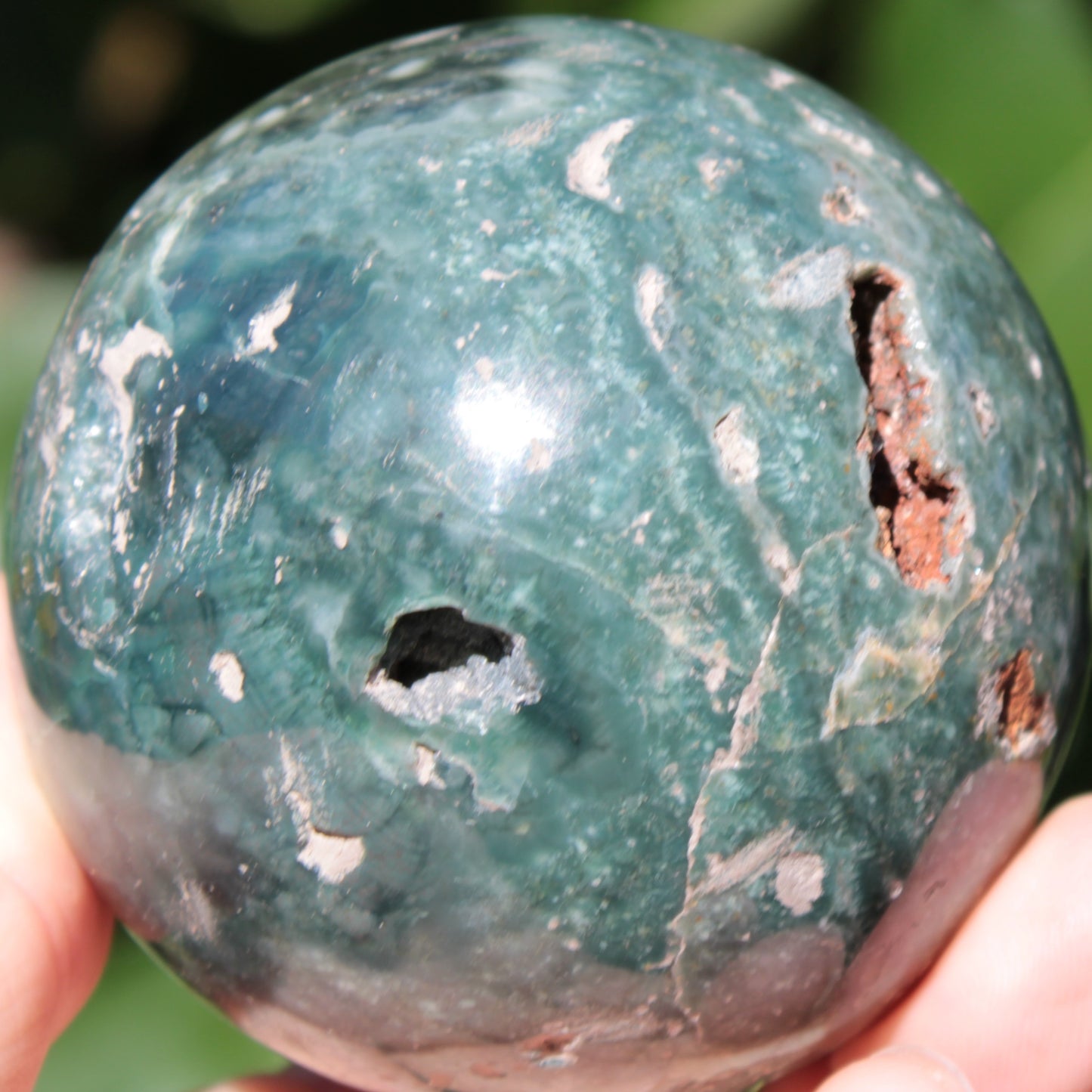 Green Ocean Jasper sphere 456g 70mm Rocks and Things