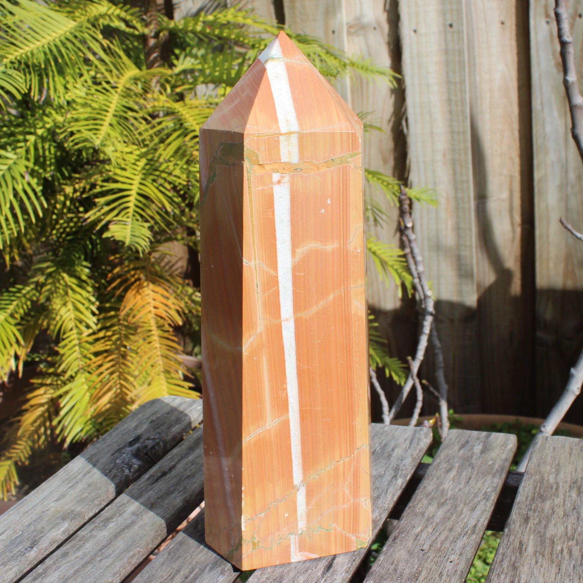 Red Jasper wood grain obelisk 4445g Rocks and Things