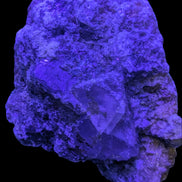 Purple Cubic ladder Fluorite with Aluminum Fluoride Gypsum 272g in UV light - Rocks and Things Store
