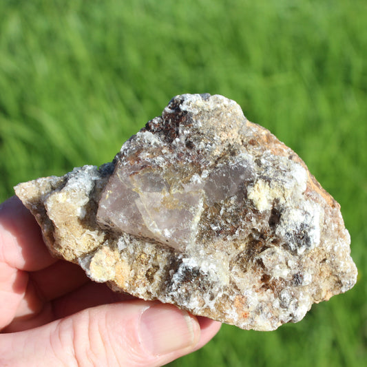 Purple Cubic ladder Fluorite with Aluminum Fluoride Gypsum 272g Rocks and Things