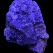 Purple Cubic ladder Fluorite with Aluminum Fluoride Gypsum 272g in UV light - Rocks and Things Store