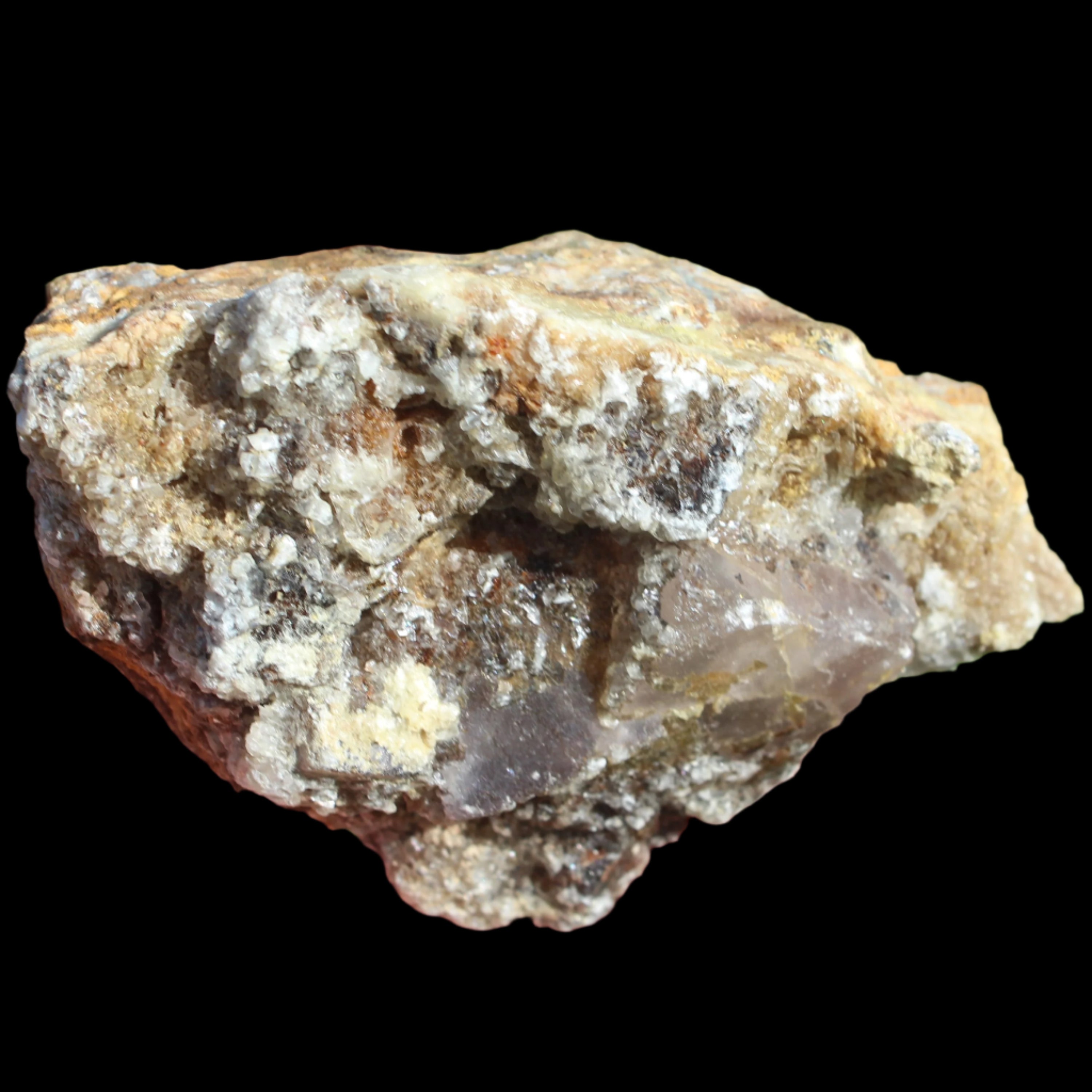 Purple Cubic ladder Fluorite with Aluminum Fluoride Gypsum 272g in sunlight - Rocks and Things Store