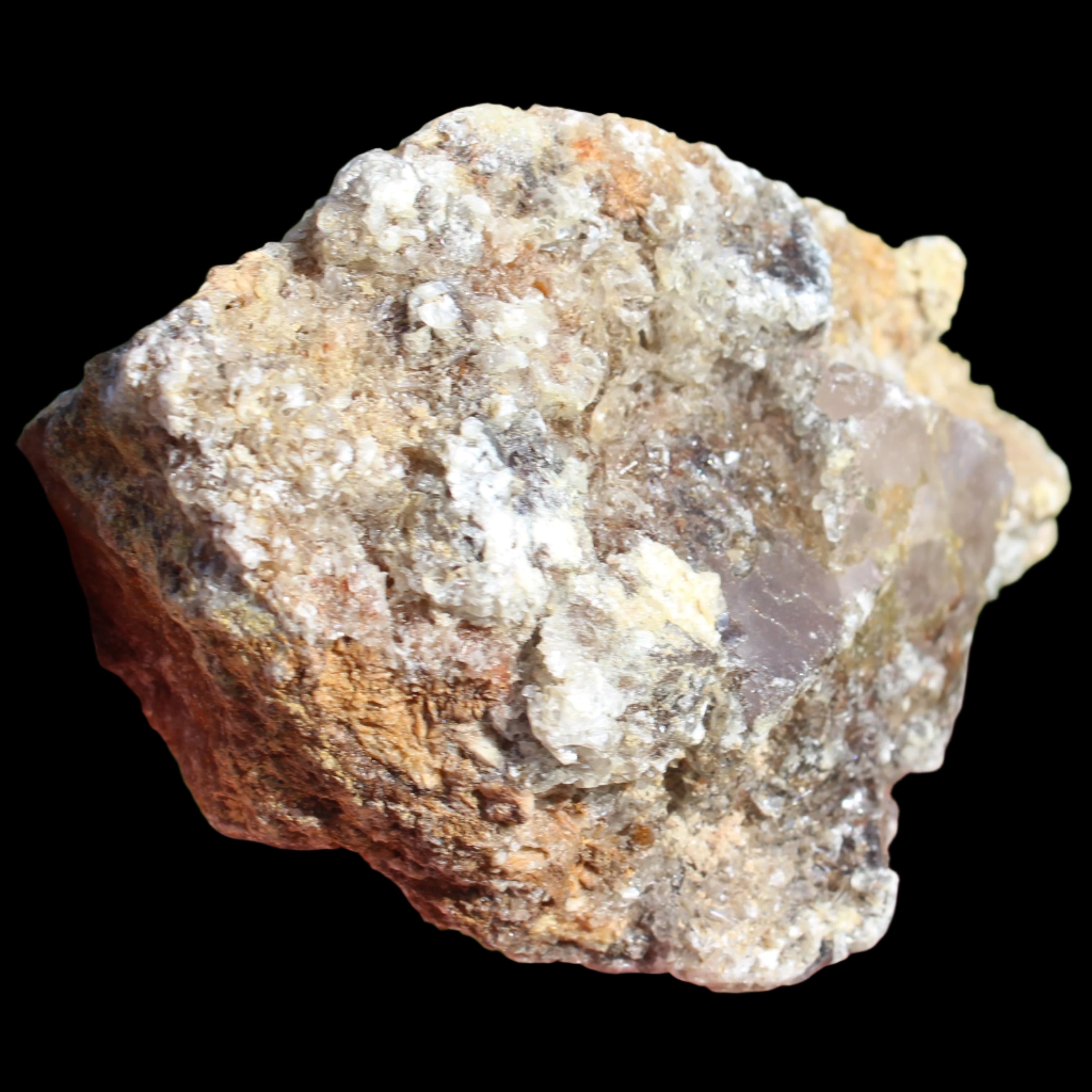 Purple Cubic ladder Fluorite with Aluminum Fluoride Gypsum 272g in sunlight - Rocks and Things Store