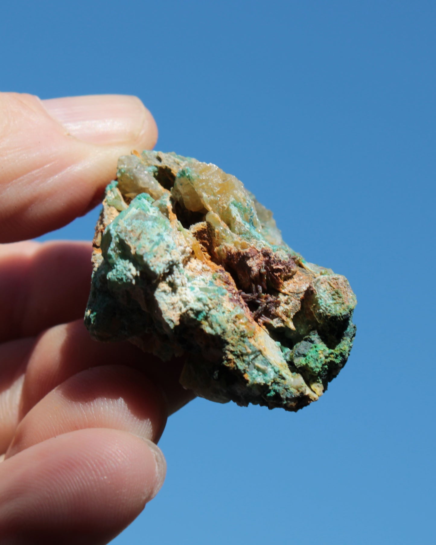 Terminated Cerussite crystal with Chrysocolla 58g Rocks and Things