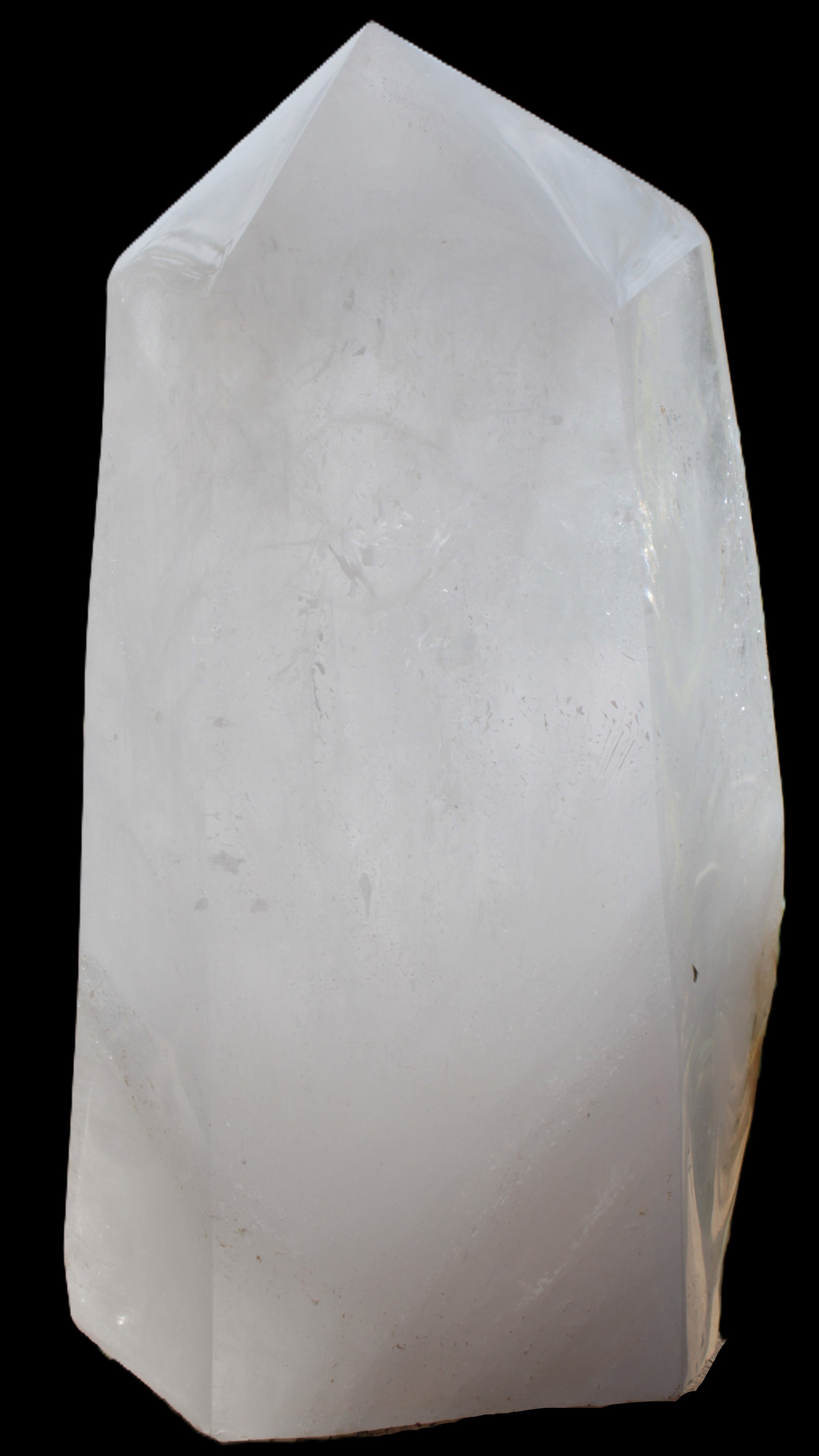 Clear White Quartz obelisk 14040g in sunlight