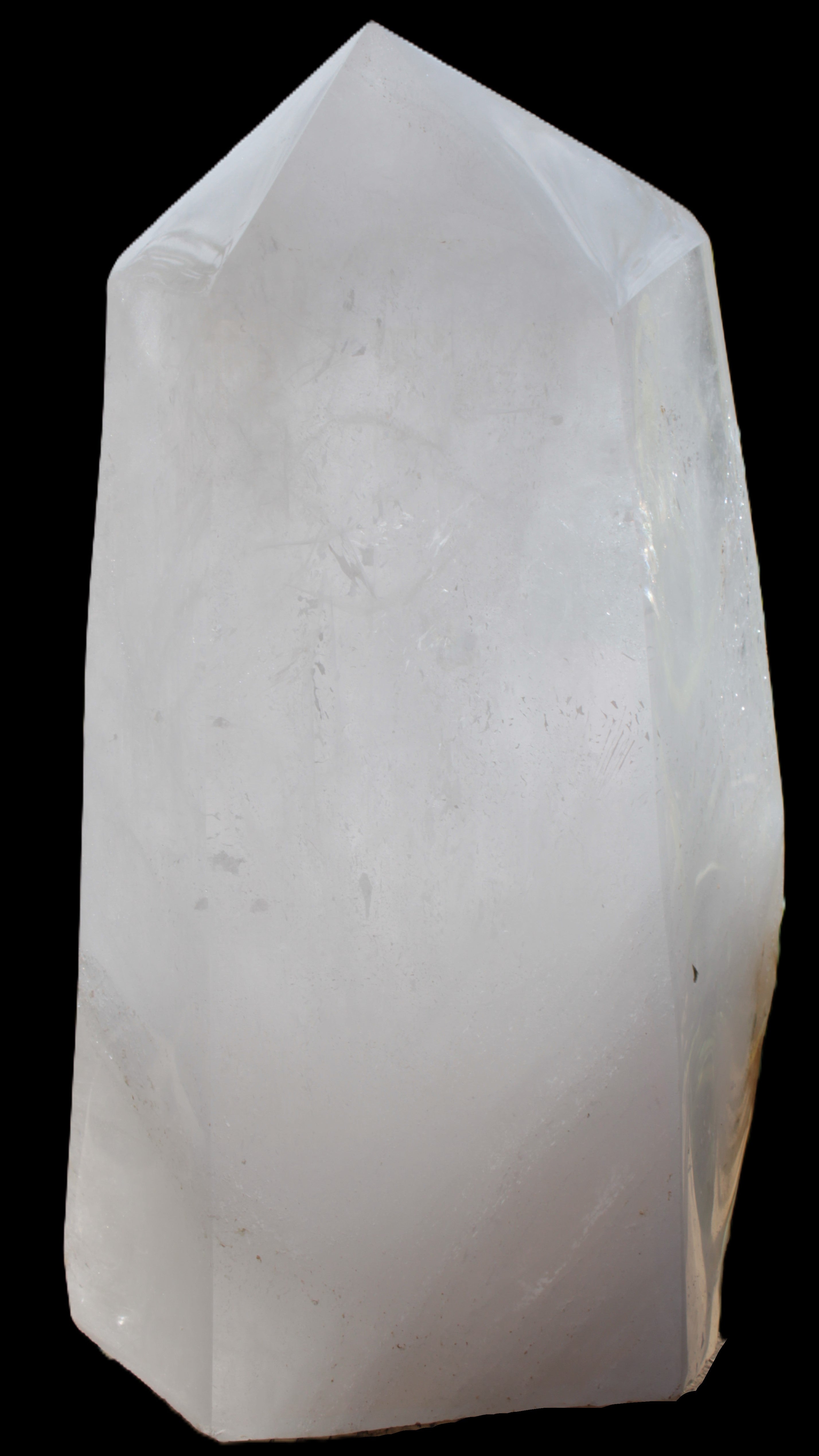 Clear White Quartz obelisk 14040g in sunlight