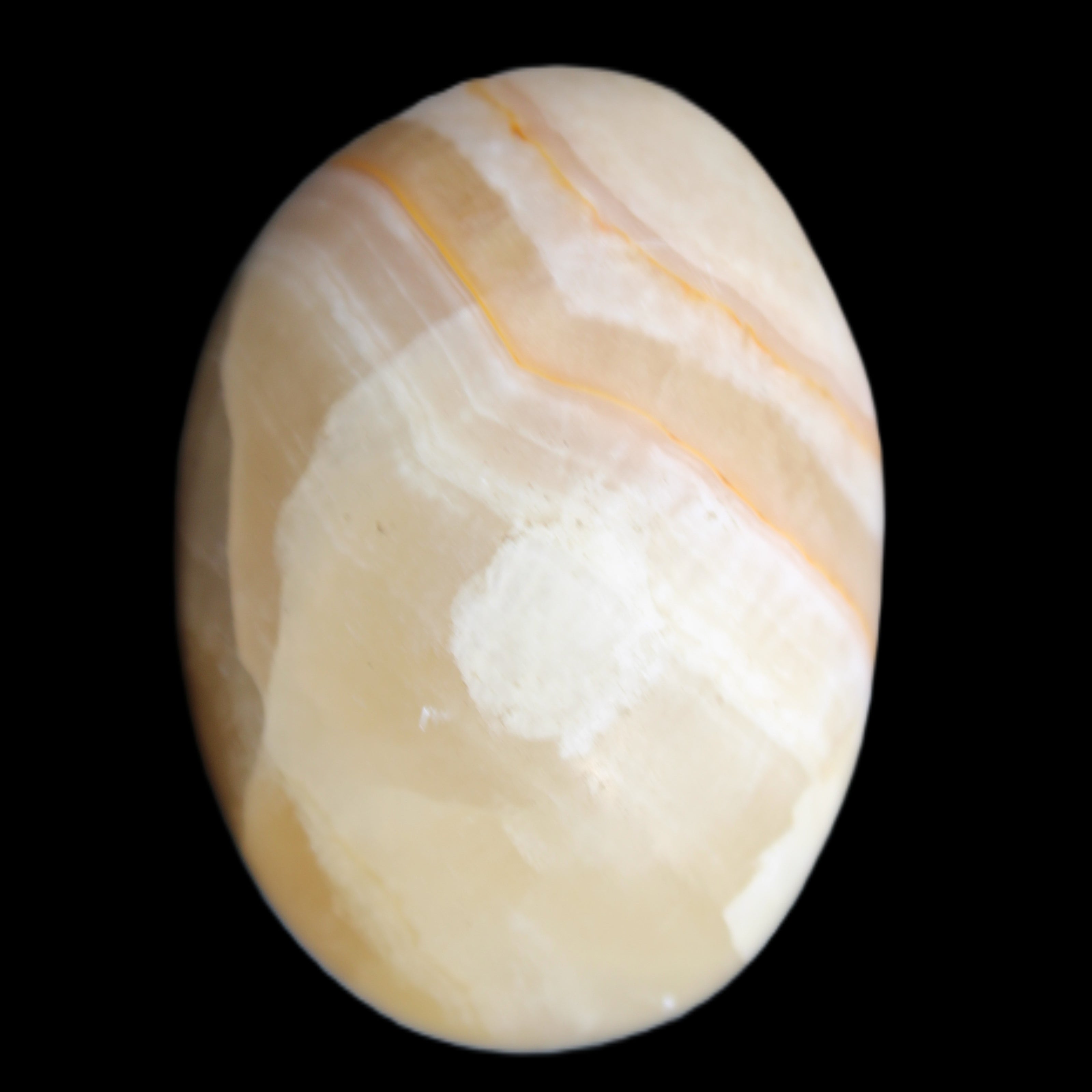Yellow Banded Calcite egg 118g in sunlight - Rocks and Things Store