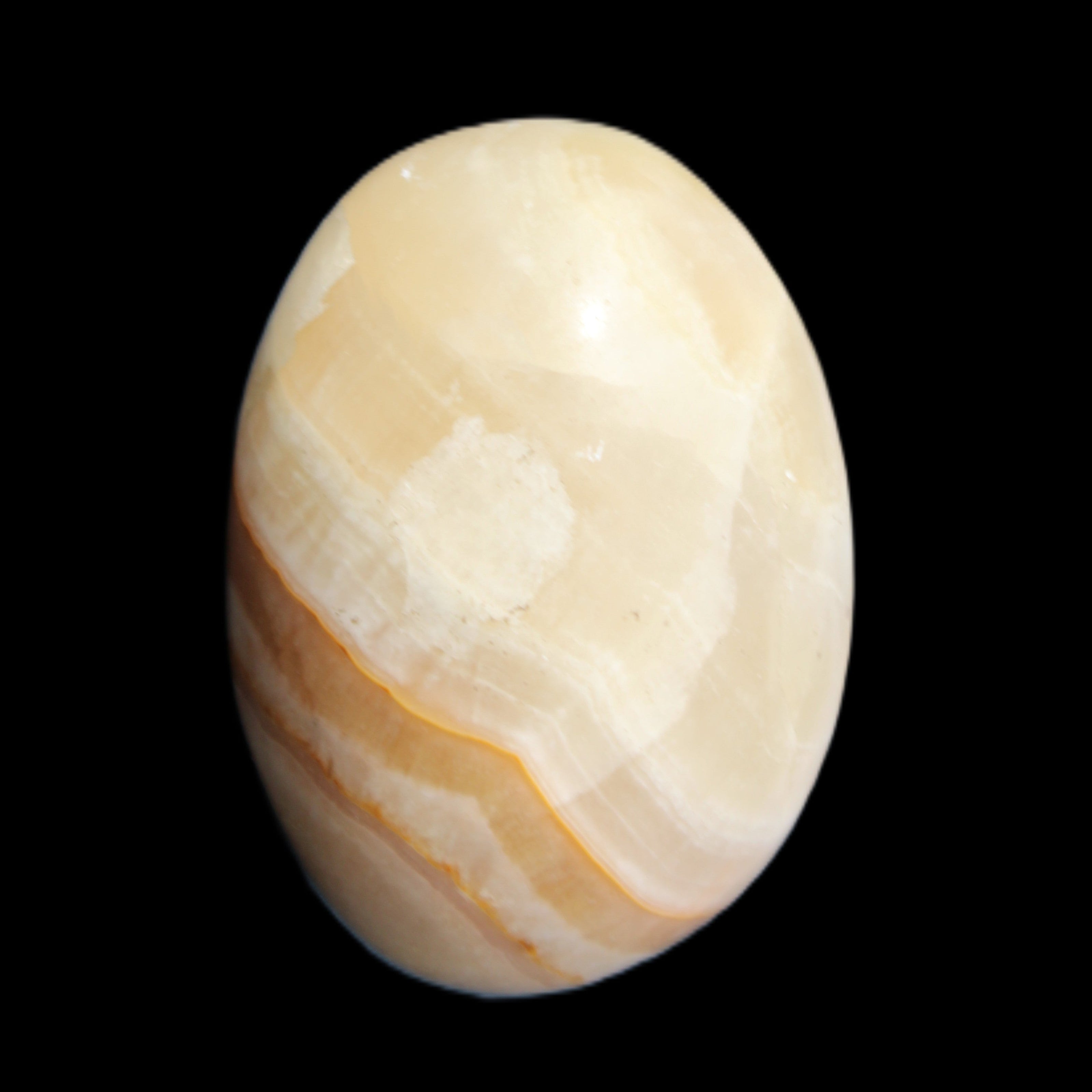 Yellow Afghan Jade onyx egg 118g in sunlight - Rocks and Things Store