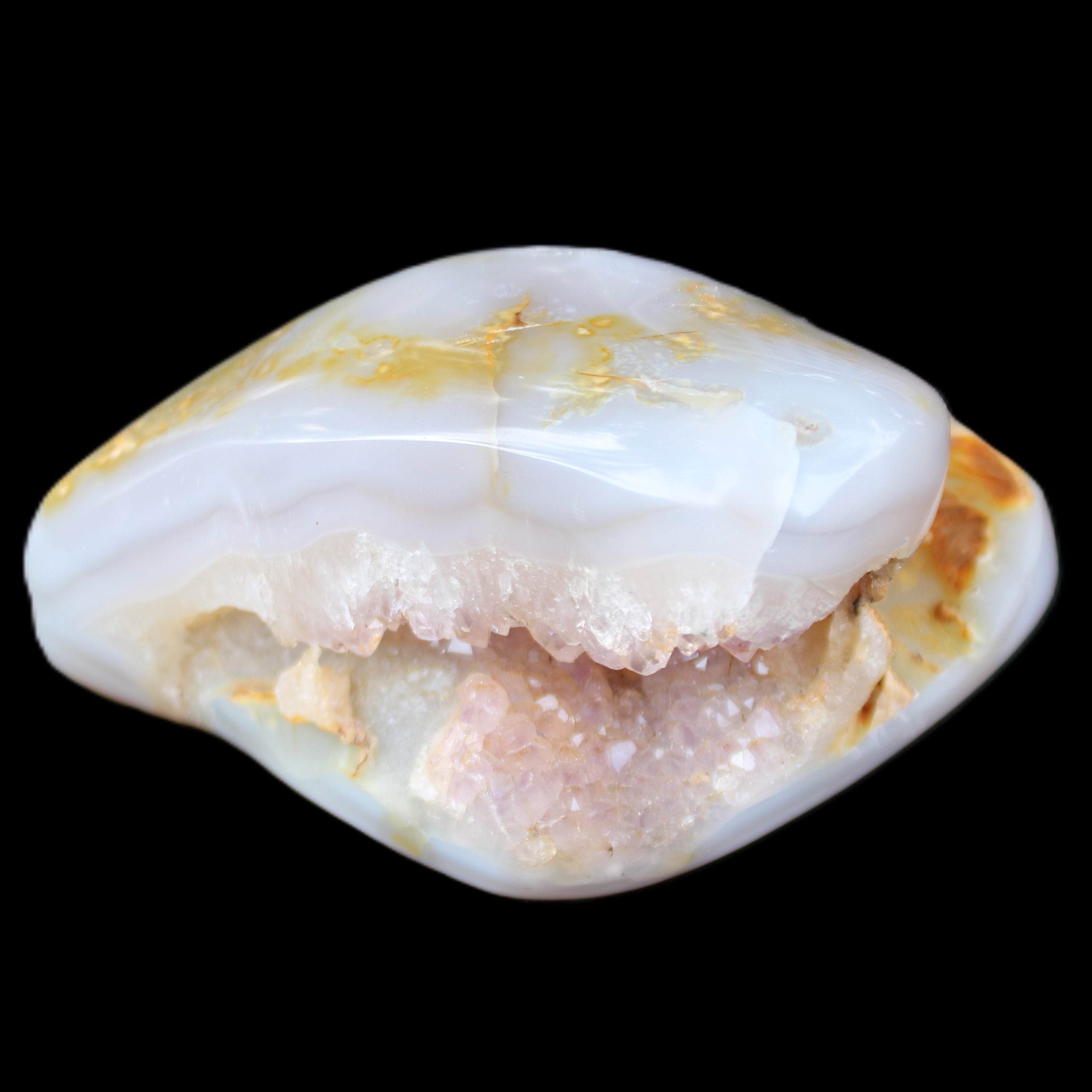 Agate crystal cave geode 464g in sunlight - Rocks and Things Store