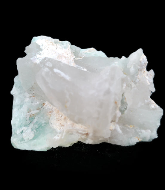 Floral Green Tourmaline with Elestial Quartz 57*56*24mm 75g in sunlight - Rocks and Things Store