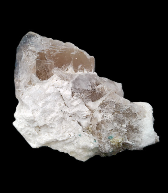 Elestial Smoky Quartz, Kunzite on Feldspar matrix 80mm 178g in sunlight - Rocks and Things Store
