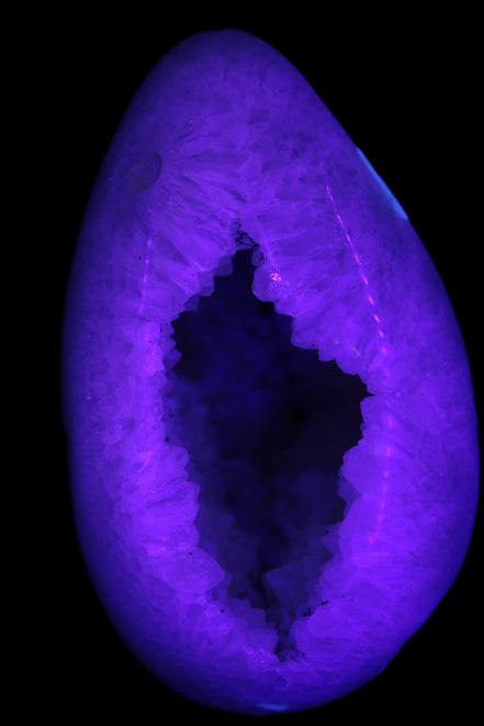 Agate Geode from Madagascar 446g in UV light - Rocks and Things Store