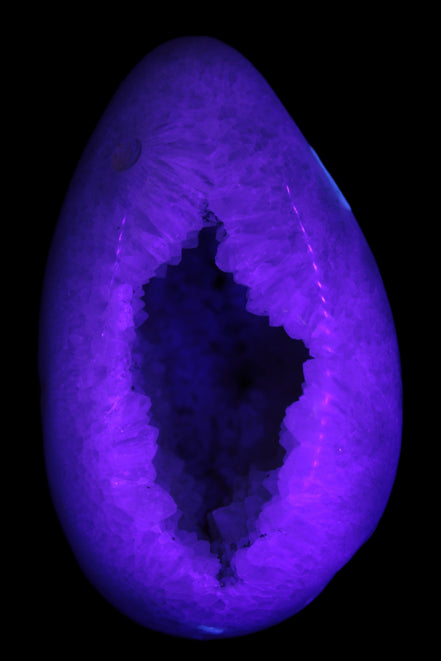Agate Geode from Madagascar 446g in UV light - Rocks and Things Store