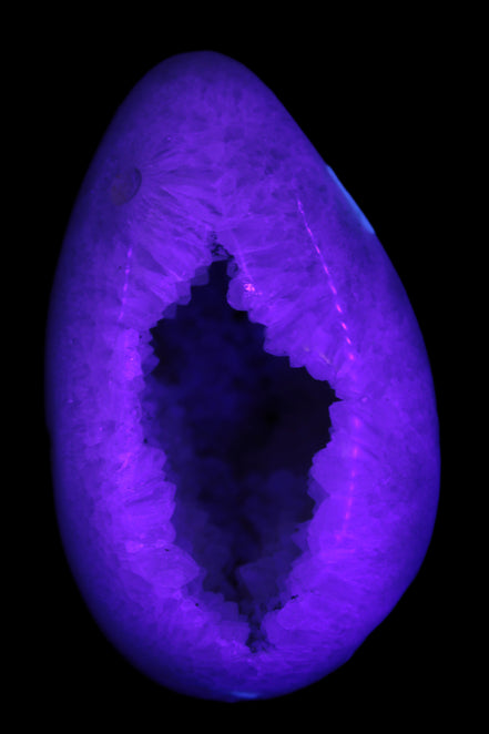 Agate Geode from Madagascar 446g in UV light - Rocks and Things Store