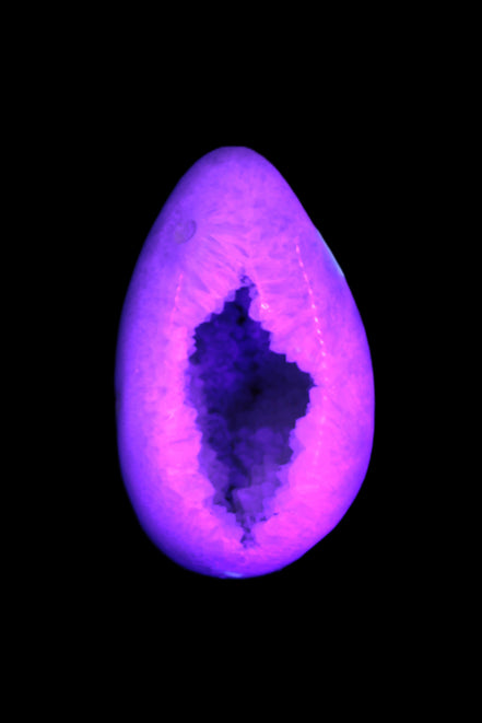 Agate Geode from Madagascar 446g in UV light - Rocks and Things Store