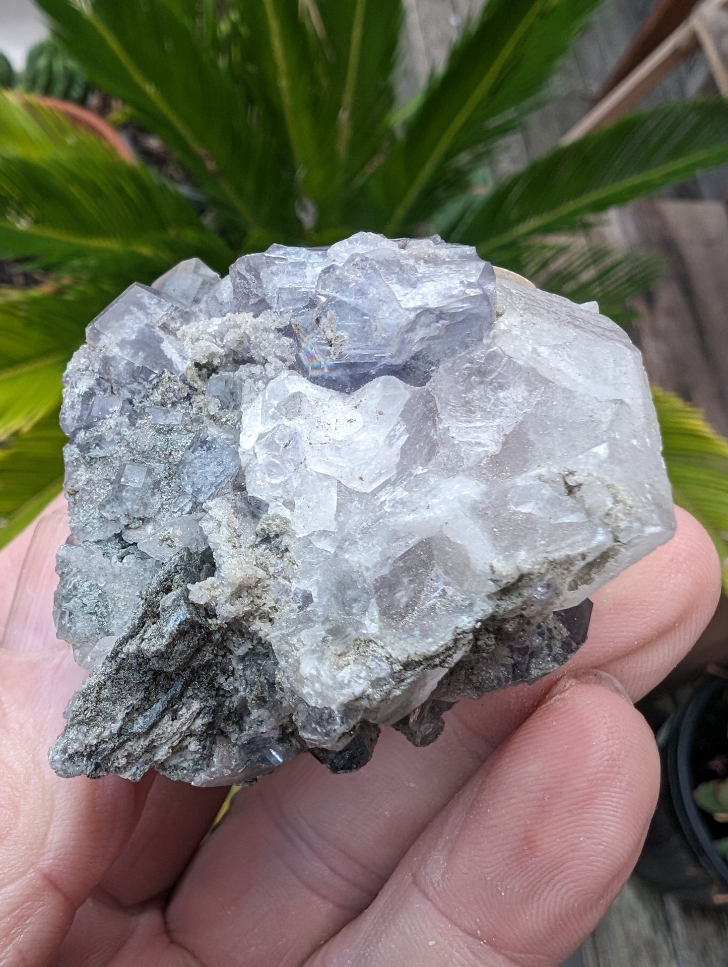 Calcite with Purple Fluorite cluster 103g Rocks and Things