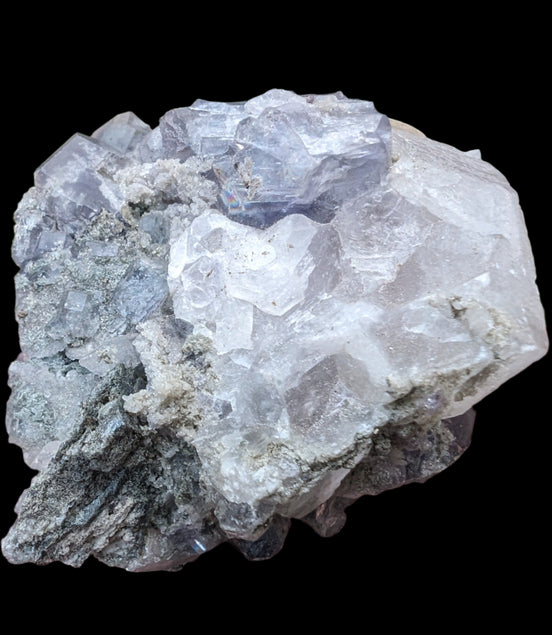 Calcite with Purple Fluorite cluster 103g  in sunlight - Rocks and Things Store