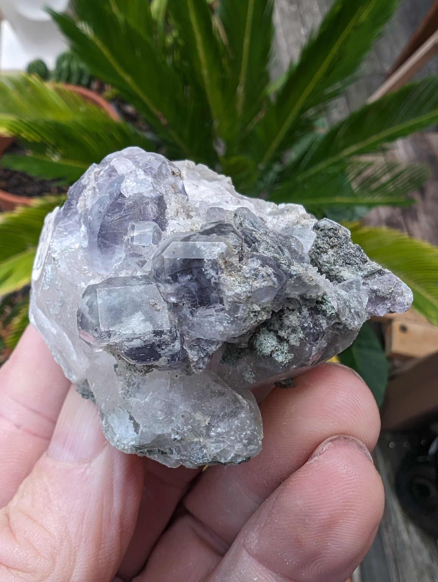 Calcite with Purple Fluorite cluster 103g Rocks and Things