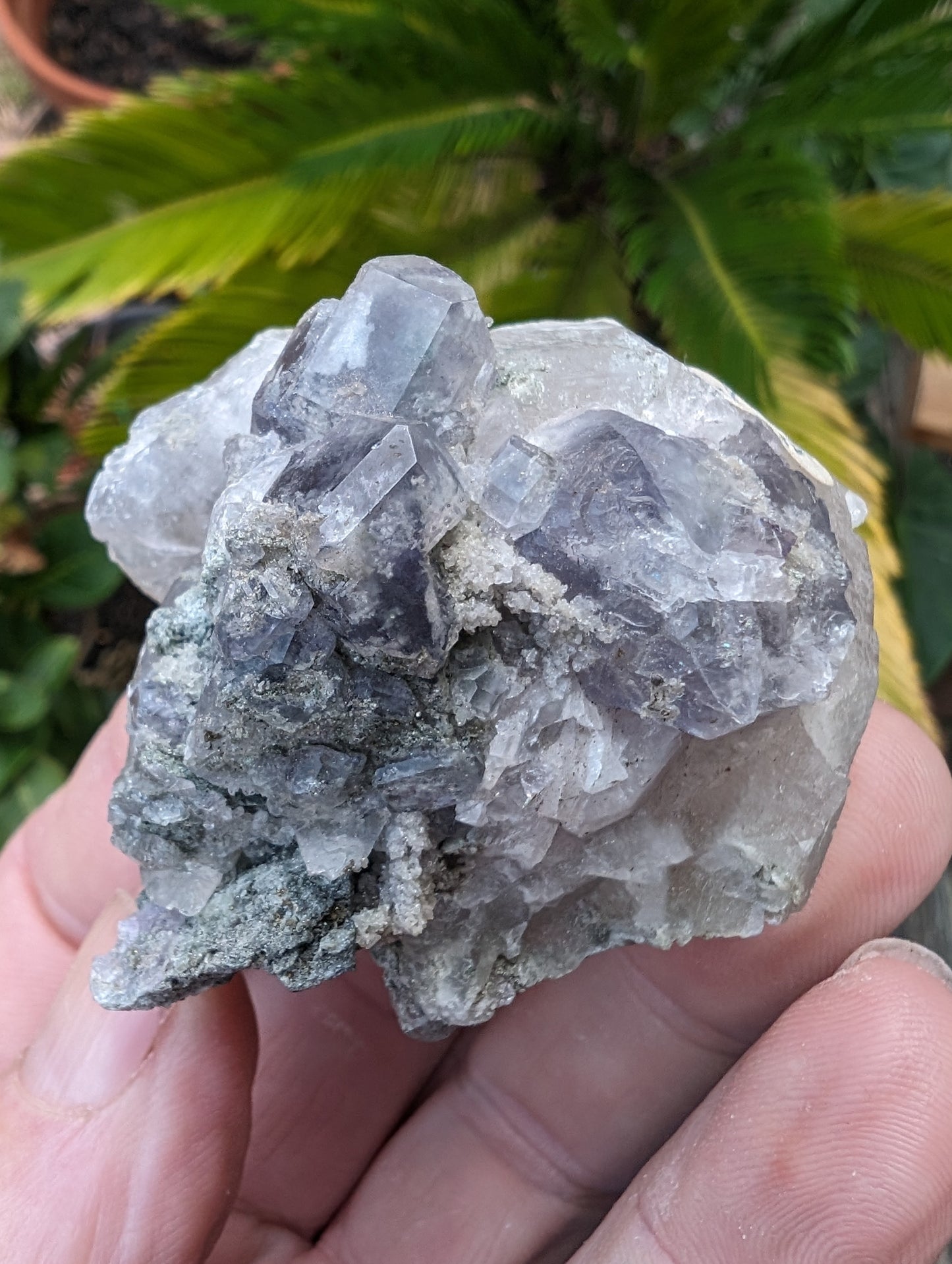 Calcite with Purple Fluorite cluster 103g Rocks and Things