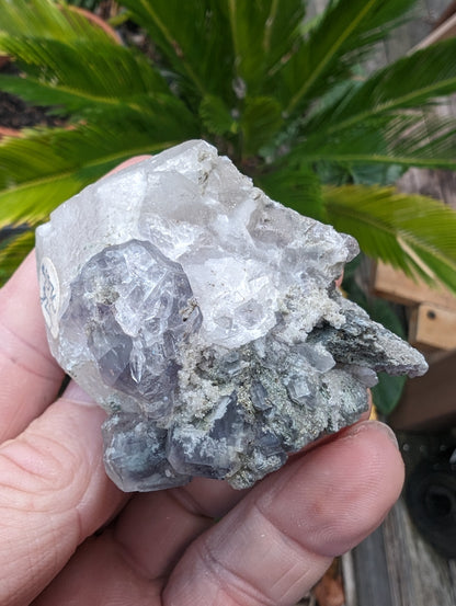 Calcite with Purple Fluorite cluster 103g Rocks and Things