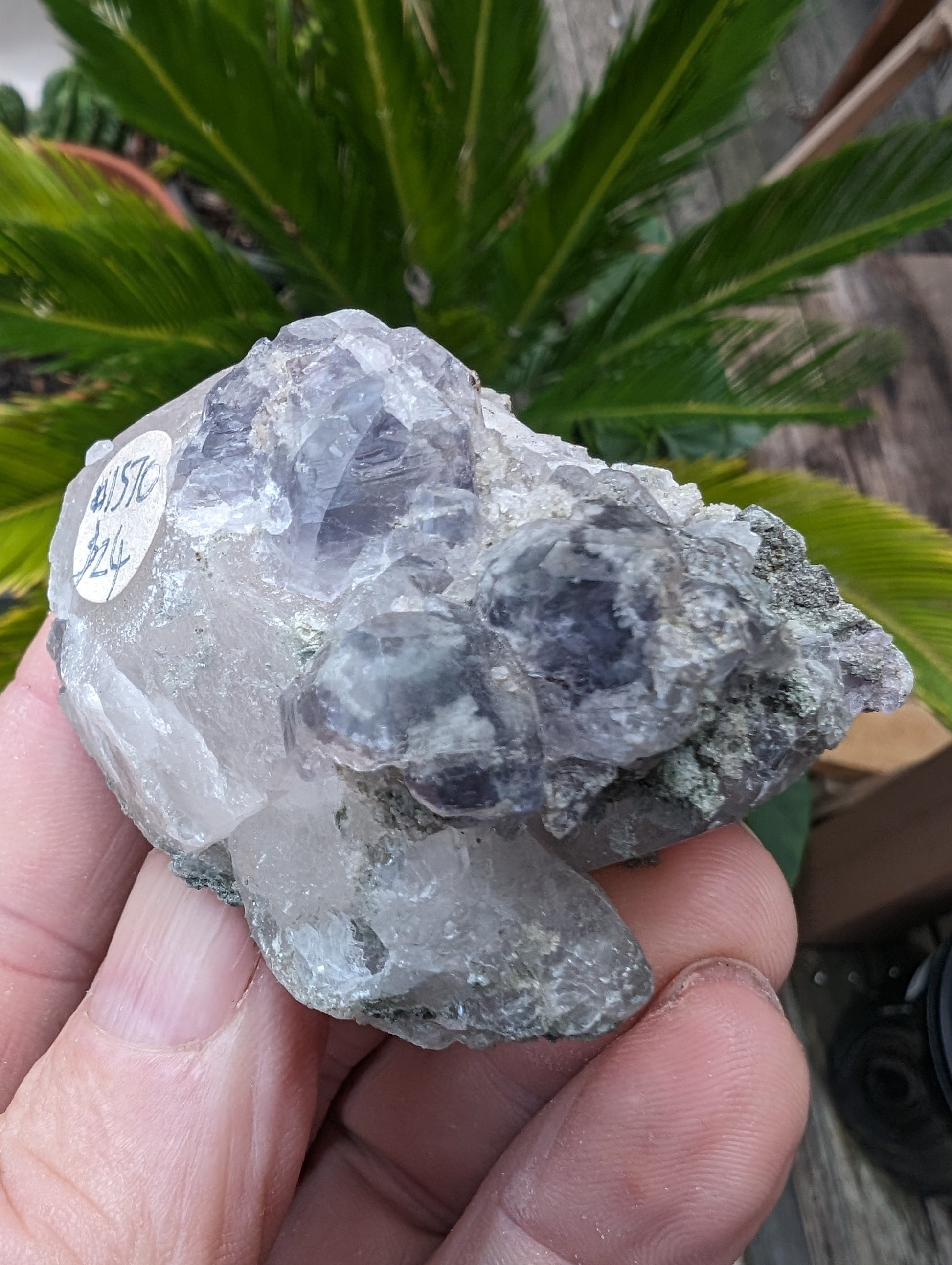 Calcite with Purple Fluorite cluster 103g Rocks and Things