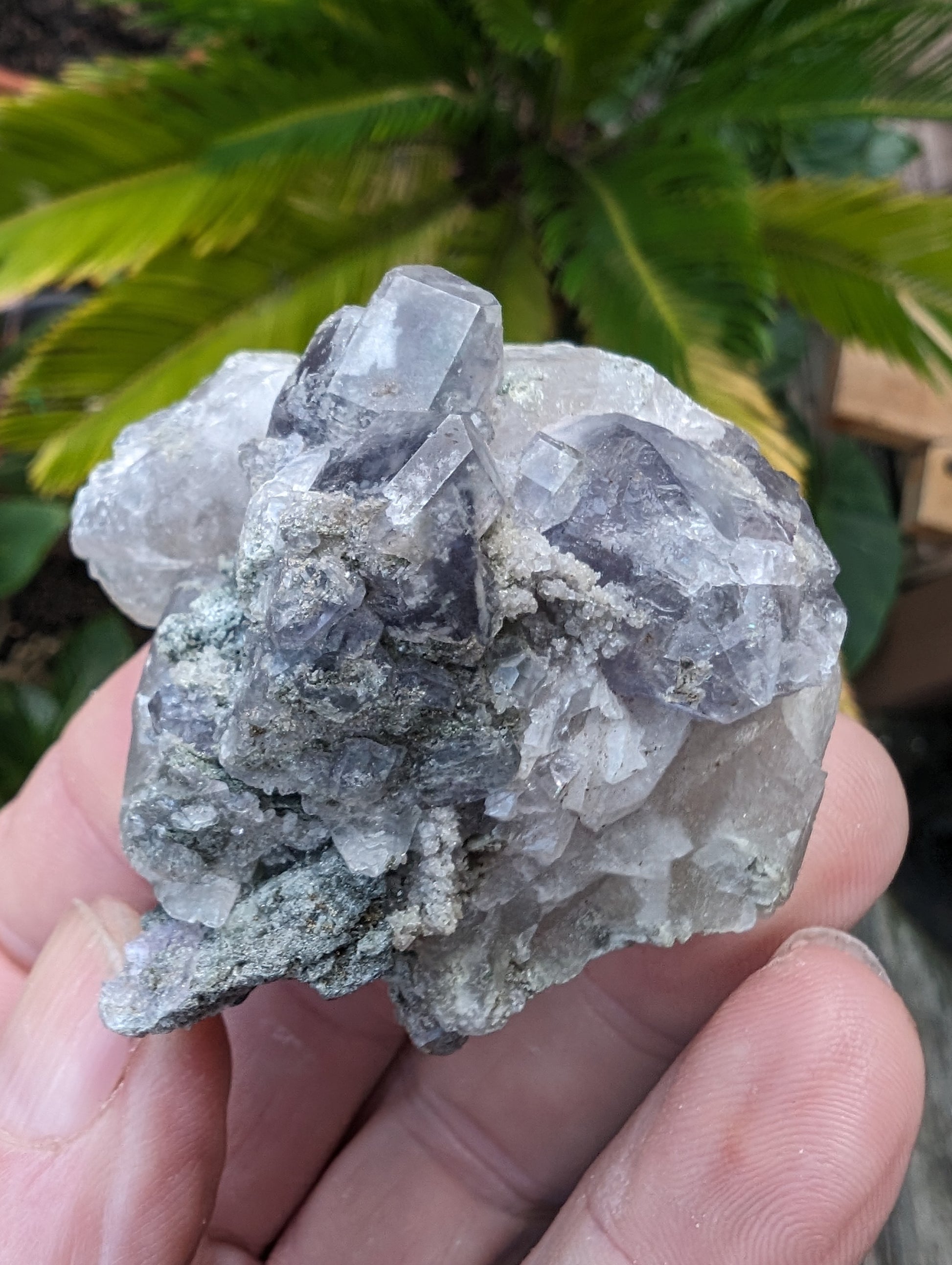 Calcite with Purple Fluorite cluster 103g Rocks and Things