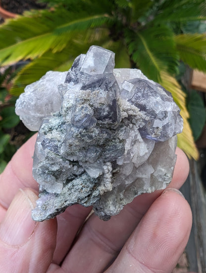 Calcite with Purple Fluorite cluster 103g Rocks and Things