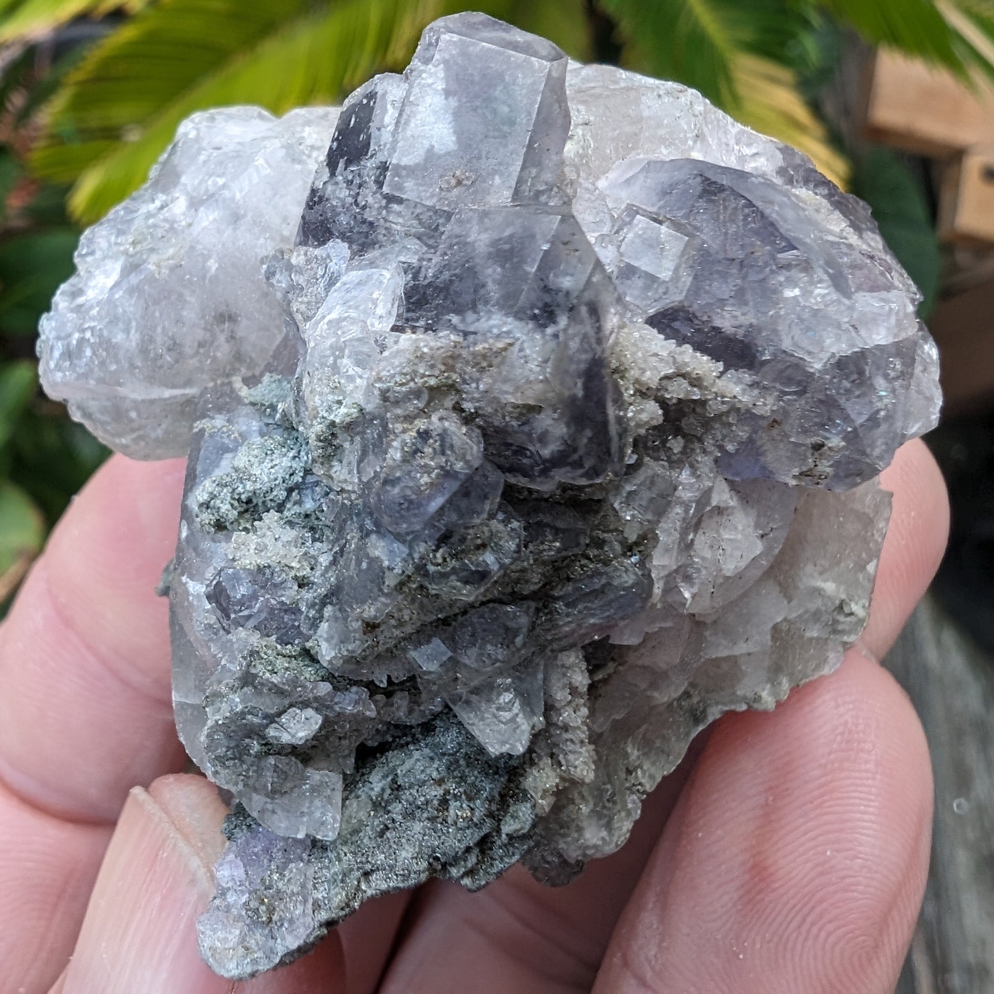 Calcite with Purple Fluorite cluster 103g Rocks and Things