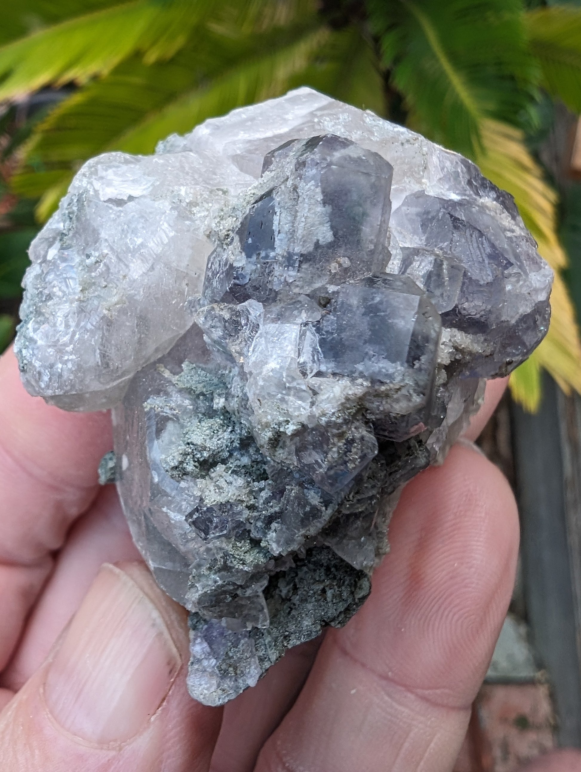 Calcite with Purple Fluorite cluster 103g Rocks and Things