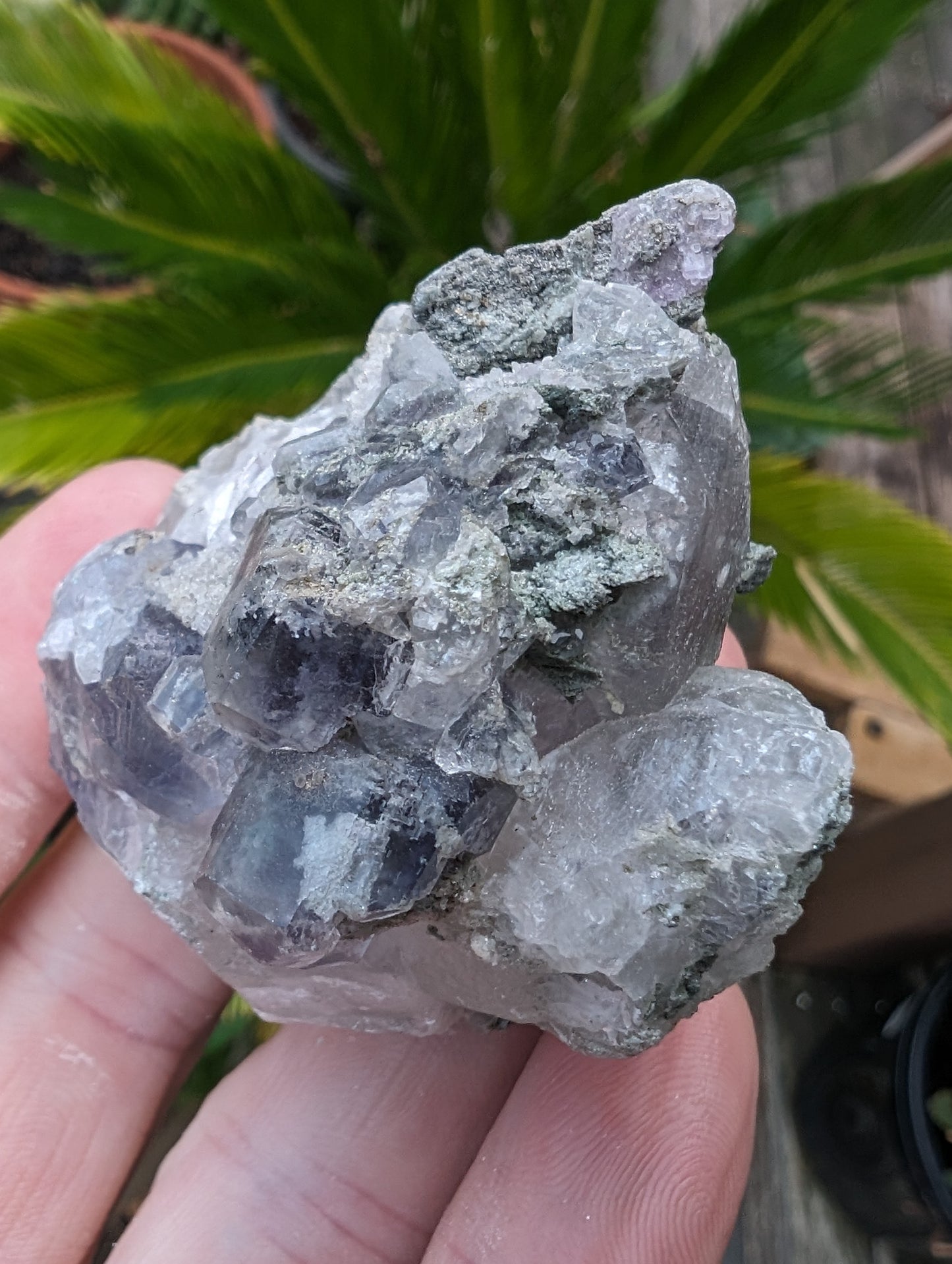 Calcite with Purple Fluorite cluster 103g Rocks and Things