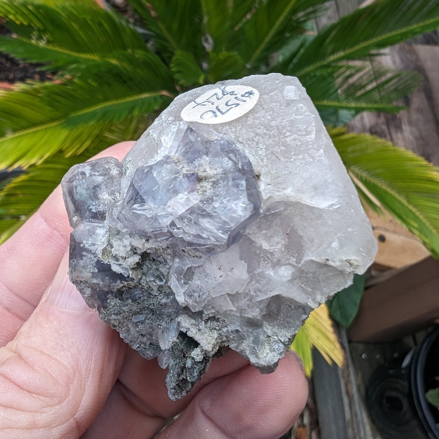 Calcite with Purple Fluorite cluster 103g Rocks and Things