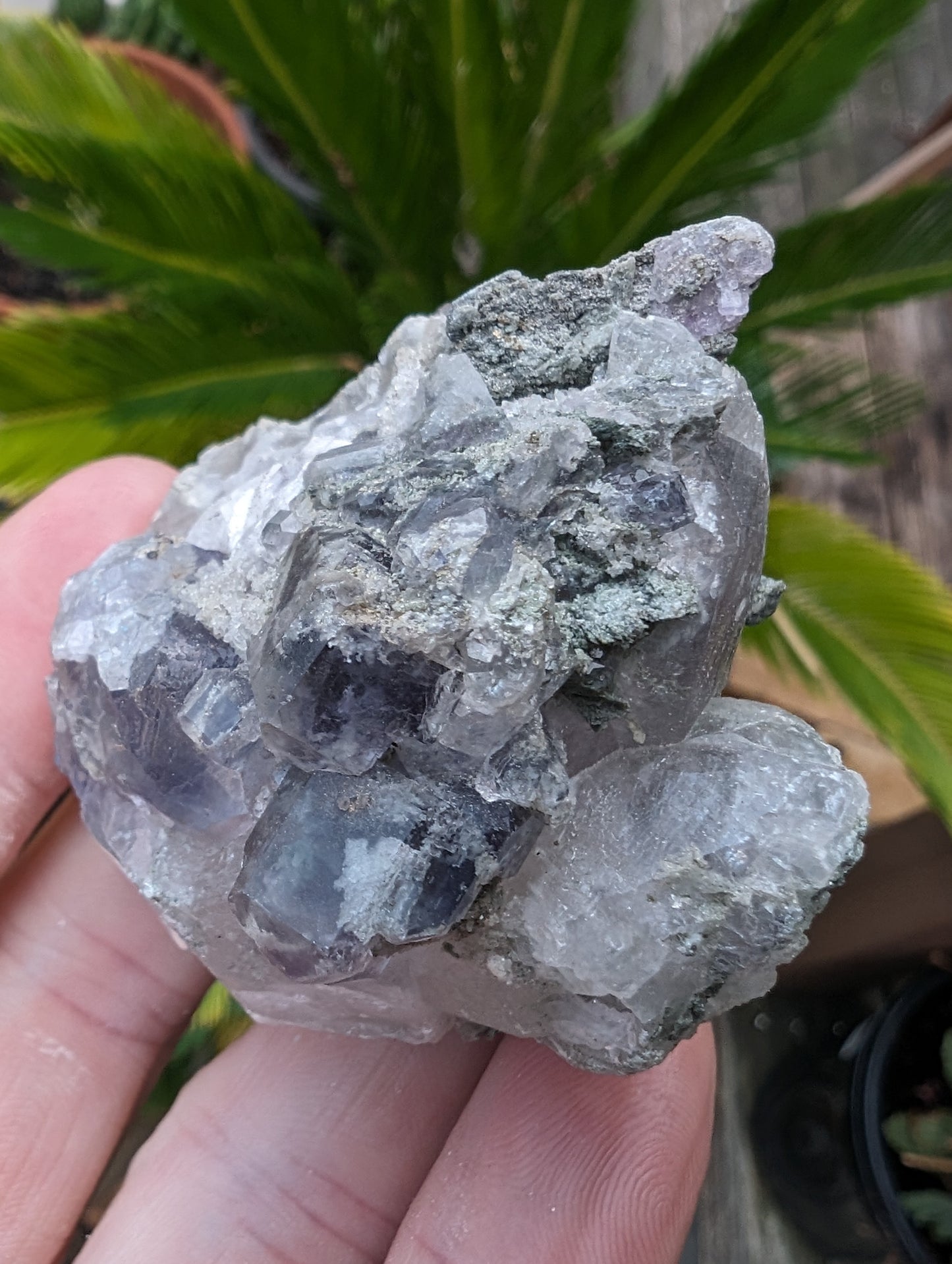 Calcite with Purple Fluorite cluster 103g Rocks and Things