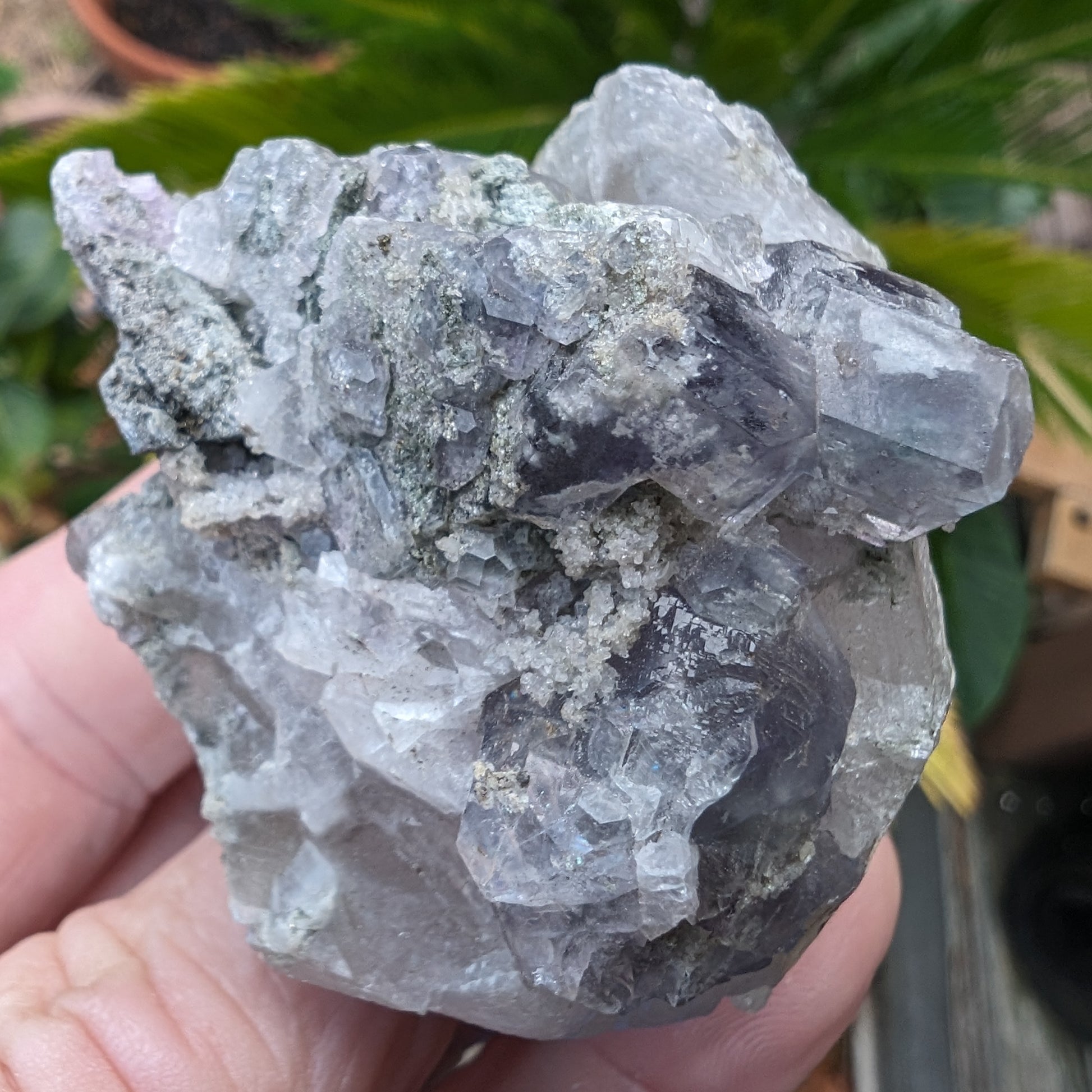 Calcite with Purple Fluorite cluster 103g Rocks and Things