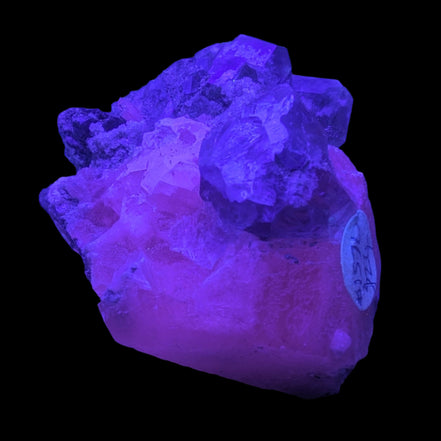 Calcite with Purple Fluorite cluster 103g  in UV light - Rocks and Things Store